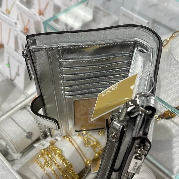 Michael Kors Jet Set Travel Large Embellished Signature Logo Wristlet Wallet Phn - Picture 9 of 16